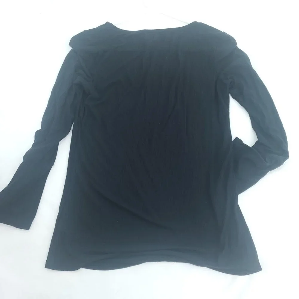 Michael Kors Womens Black Knitted Long Sleeve Pullover Ribbed Blouse Top Size S